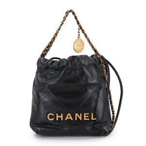 CHANEL 22 Mini 2-way Chain Hand/Shoulder Bag in Black Calfskin AS3980